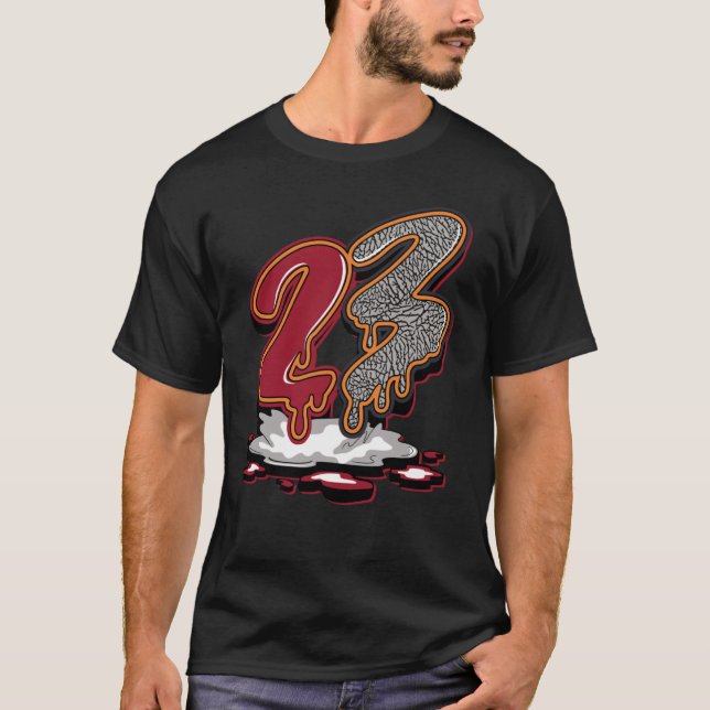 23 Drip Retro Cardinal Red 3s Matching T-Shirt (Front)