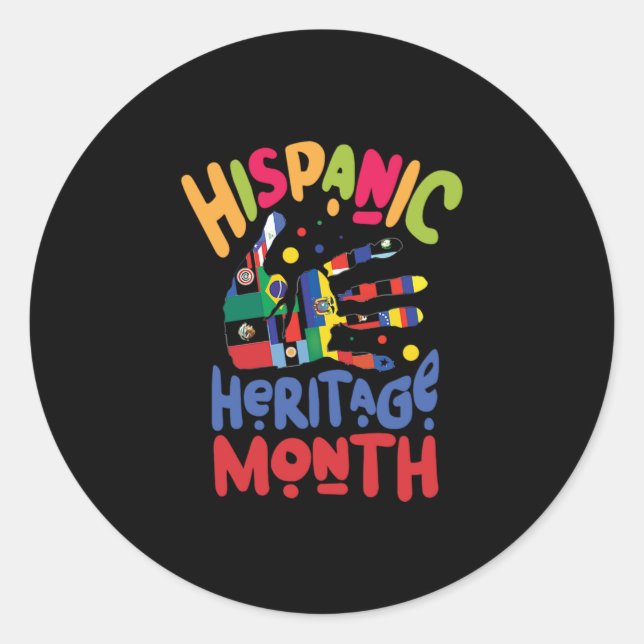23.National Hispanic heritage Month all countries. Classic Round Sticker (Front)