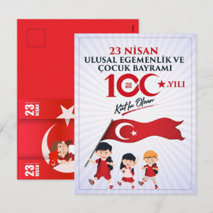 23 Nisan Çocuk Bayramı Joyful Celebration For Kids Holiday Postcard