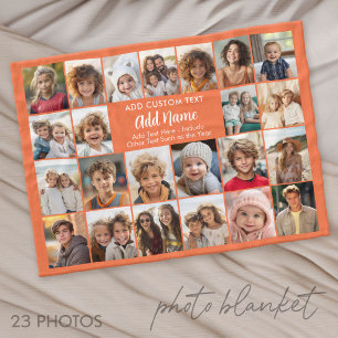 23 Photo Collage with Custom Text Boxes Fleece Blanket