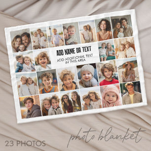 23 Photo Collage with Text Box Fleece Blanket