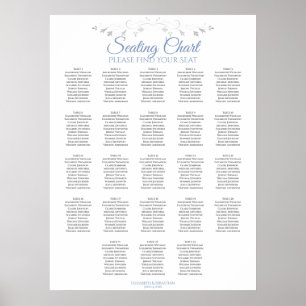 23 Table Blue & Gray Wedding Seating Chart