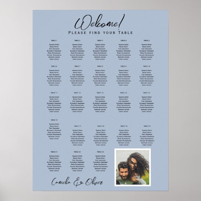 23 Table Dusty Blue PHOTO SEATING Chart (Front)