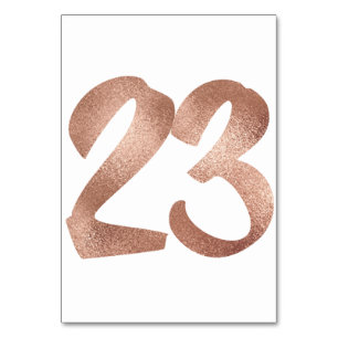 23 Table Number White Metallic Pink Rose Gold Table Number