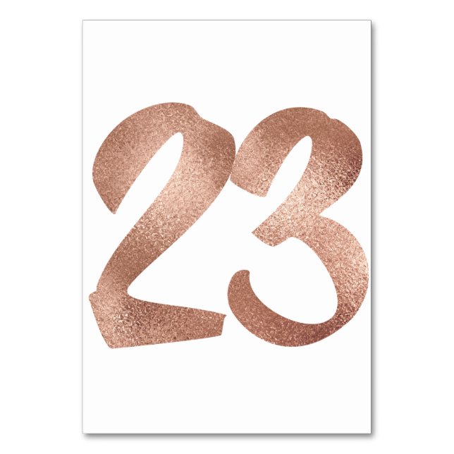 23 Table  Number White Metallic Pink Rose Gold Table Number (Back)