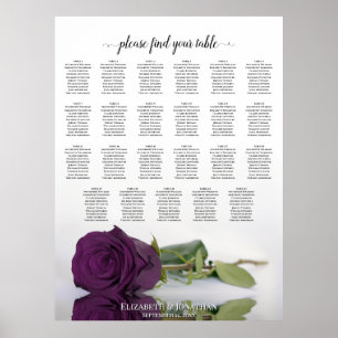 23 Table Plum Purple Rose Wedding Seating Chart