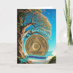 23 Year AA Anniversary Coin Tree of Life Card