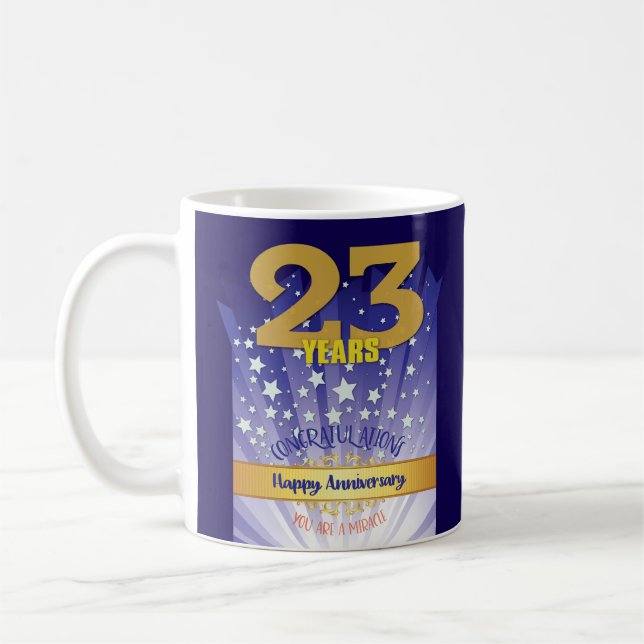 23 Year CUSTOM Recovery Anniversary Bold Numeral Coffee Mug (Left)