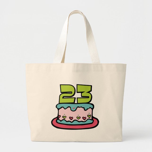 23 Year Old Birthday Cake Large Tote Bag (Front)