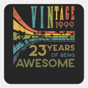 23 Year Old Birthday Vintage 1999 23rd Birthday Square Sticker