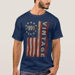 23 Year Old Gifts Vintage 1999 American Flag 23rd T-Shirt