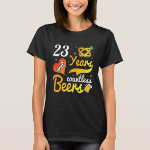 23 Years Countless Beers Wedding Marry Husband Wif T-Shirt