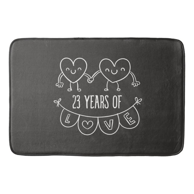 23rd Anniversary Gift Chalk Hearts Bath Mat (Front)