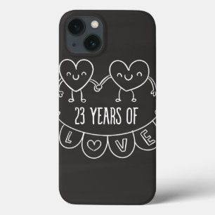 23rd Anniversary Gift Chalk Hearts iPhone 13 Case