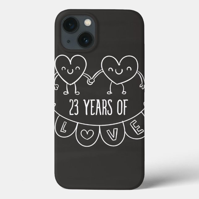 23rd Anniversary Gift Chalk Hearts Case-Mate iPhone Case (Back)