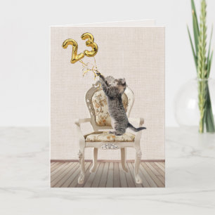 23rd Birthday Balloons and Tabby Cat Card