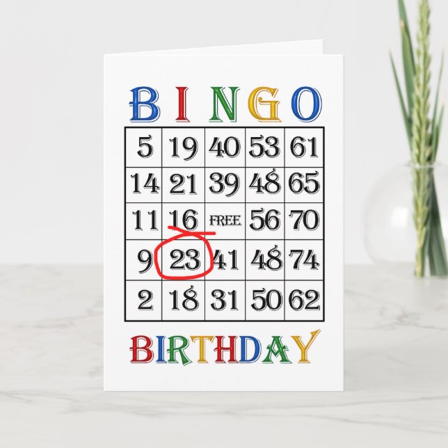 23rd Birthday Bingo card (Front)