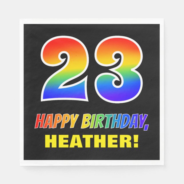 23rd Birthday: Bold, Fun, Simple, Rainbow 23 Napkin (Front)