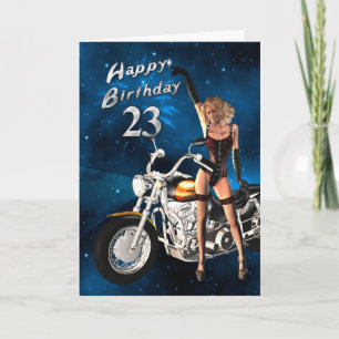23rd Birthday card with a motorbike