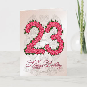 23rd birthday card with roses and leaves