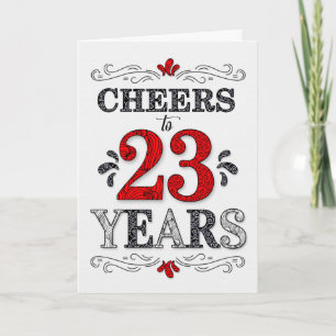 23rd Birthday Cheers in Red White Black Pattern Card