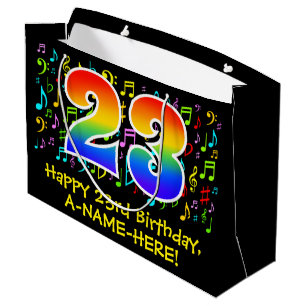 23rd Birthday - Colourful Music Symbols, Rainbow 2 Large Gift Bag