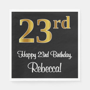 23rd Birthday ~ Elegant Luxurious Faux Gold Look # Napkin