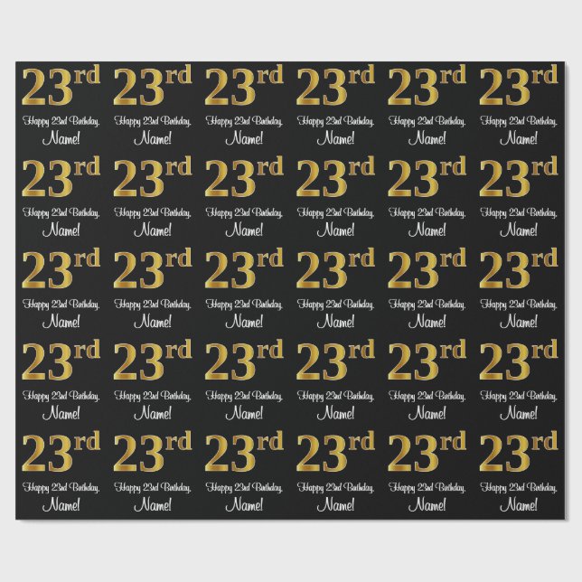 23rd Birthday: Elegant Luxurious Faux Gold Look # Wrapping Paper (Flat)