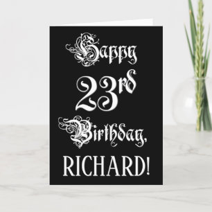 23rd Birthday: Fancy, Elegant Script + Custom Name Card