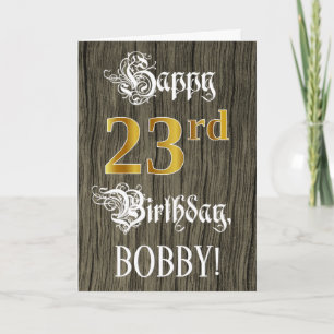 23rd Birthday: Faux Gold Look + Faux Wood Pattern Card