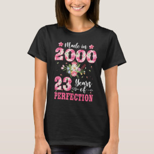 23rd Birthday For Women Floral Made In 2000 T-Shirt