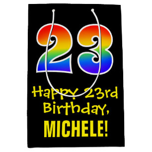 23rd Birthday: Fun, Bold, Colourful, Rainbow "23" Medium Gift Bag