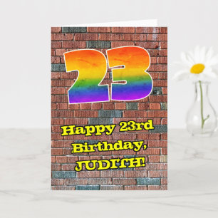 23rd Birthday: Fun Graffiti-Inspired Rainbow 23 Card