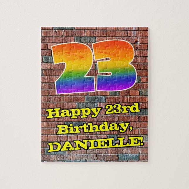 23rd Birthday: Fun Graffiti-Inspired Rainbow 23 Jigsaw Puzzle (Vertical)
