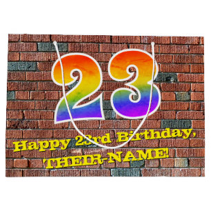 23rd Birthday: Fun, Graffiti-Inspired Rainbow # 23 Large Gift Bag