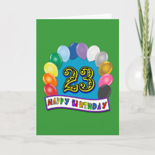23rd Birthday Gifts with Assorted Balloons Design Card