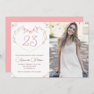 23rd birthday invitations Boho Floral Photo