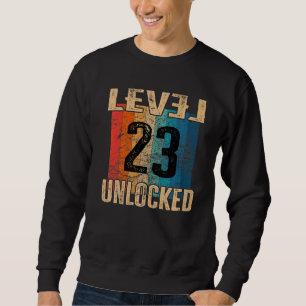 23rd Birthday Level Unlocked Vintage Retro Sweatshirt