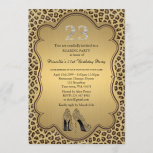 23rd,Birthday Party,23rd,Cheetah High Heels Shoes Invitation