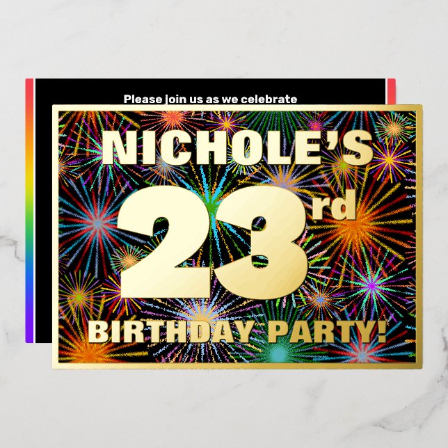 23rd Birthday Party — Fun, Colourful Fireworks Loo (Front/Back)