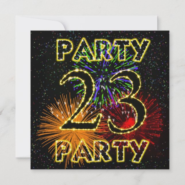 23rd birthday party invitation with fireworks (Front)