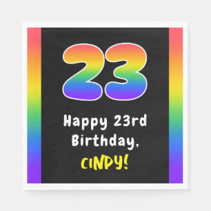 23rd Birthday: Rainbow Spectrum # 23, Custom Name Napkin
