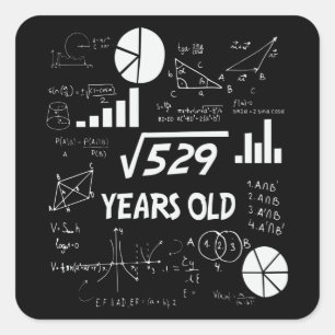23rd Birthday Square Root Math 23 Years Old Bday Square Sticker