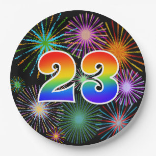 23rd Event - Fun, Colourful, Bold, Rainbow 23 Paper Plate