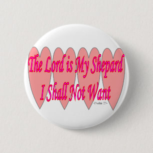 23rd Psalm--Pink Hearts--Gifts 6 Cm Round Badge