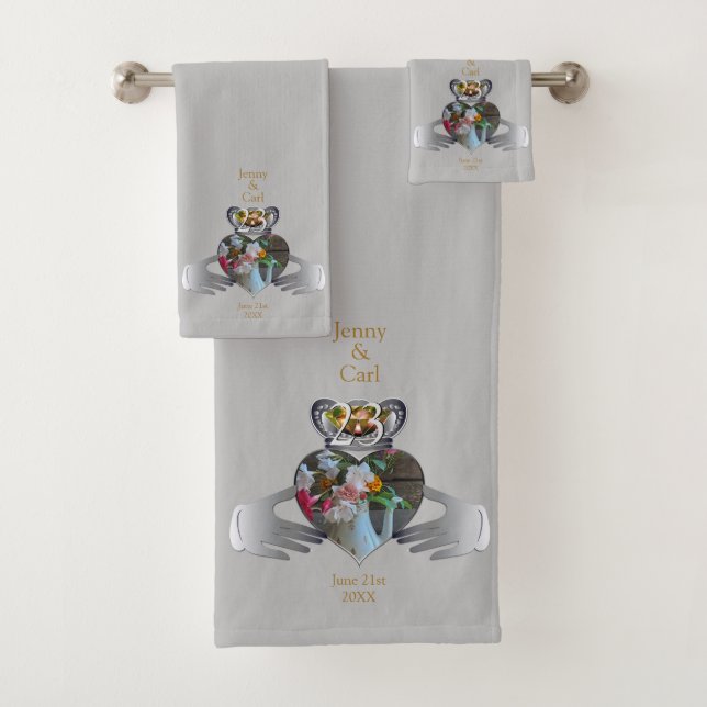23rd Wedding Anniversary Claddaugh Photo    Bath Towel Set (Insitu)