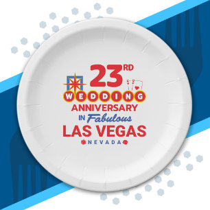 23rd Wedding Anniversary Couples Las Vegas Trip Paper Plate