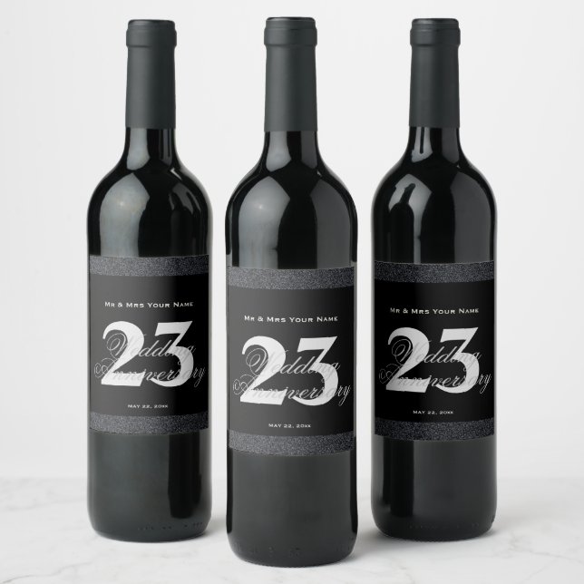 23rd Wedding Anniversary Custom Wine Label (Bottles)