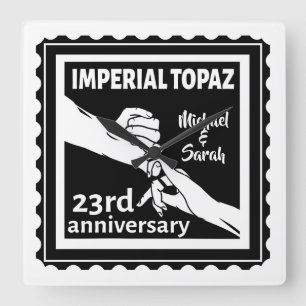 23rd wedding anniversary Imperial Topaz Square Wall Clock