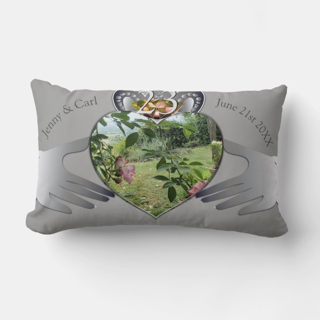 23rd Wedding Anniversary Photo Claddagh   Lumbar P Lumbar Cushion (Front)